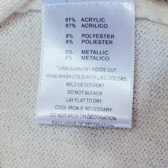 Sag Harbour Ruffled Round Neck Ivory Neutral Sweater Size XL - Picture 4 of 7